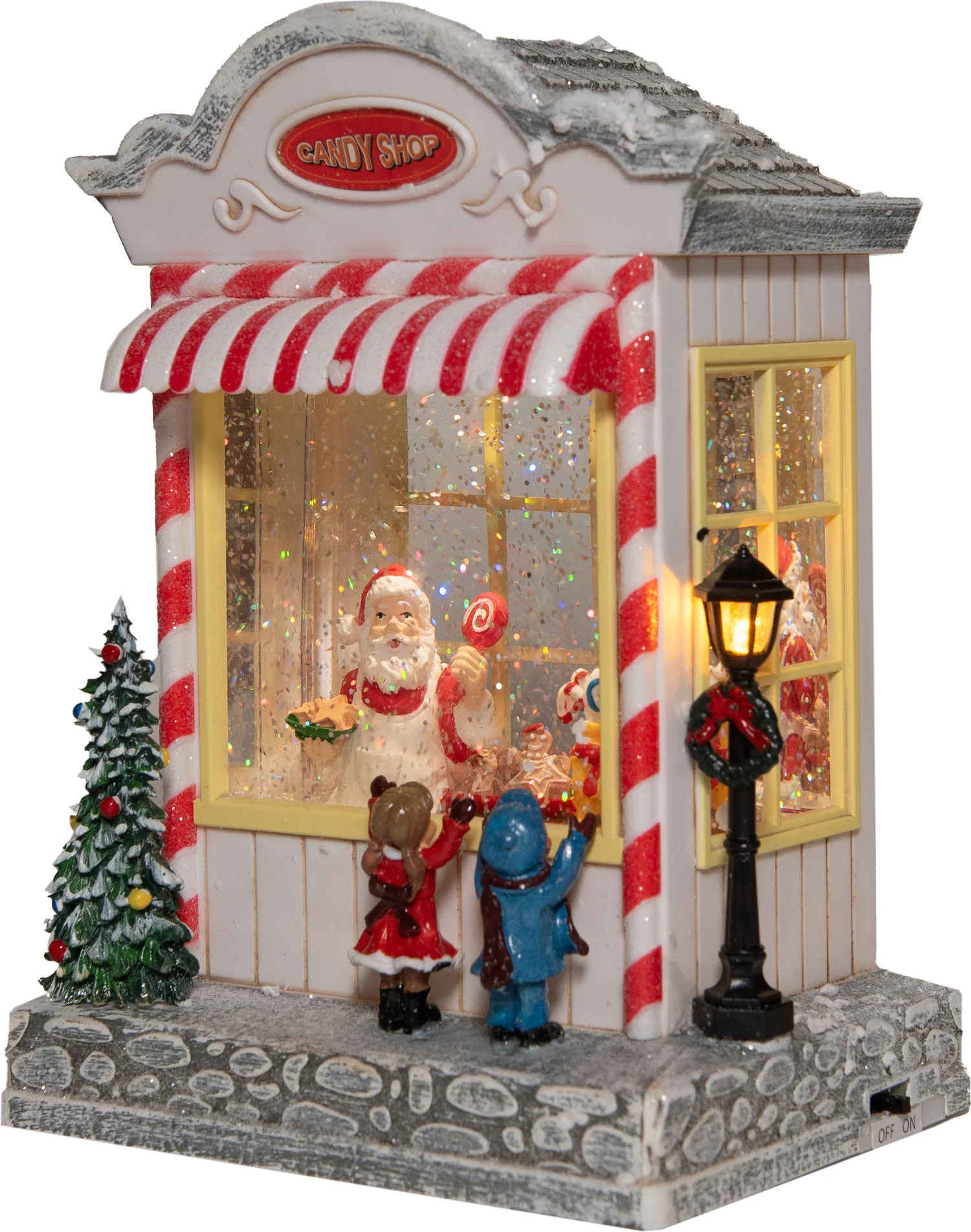 Anna's Collection sneeuwbol snoepwinkel met verlichting 16 x 26 x 20 cm