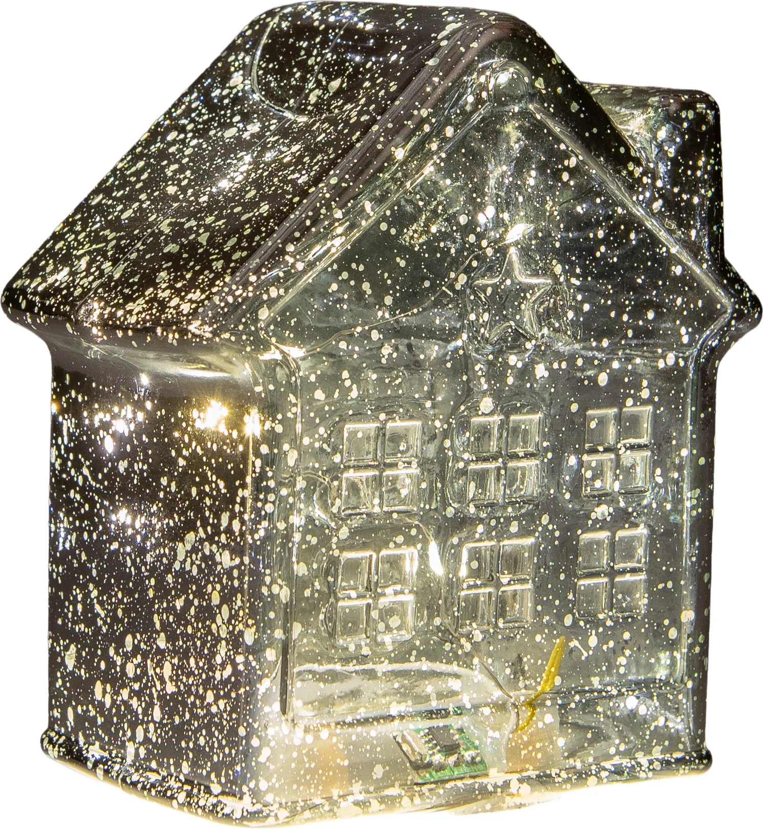 Anna's Collection kerstfiguur huisje antraciet met verlichting 12 x 12 x 14 cm