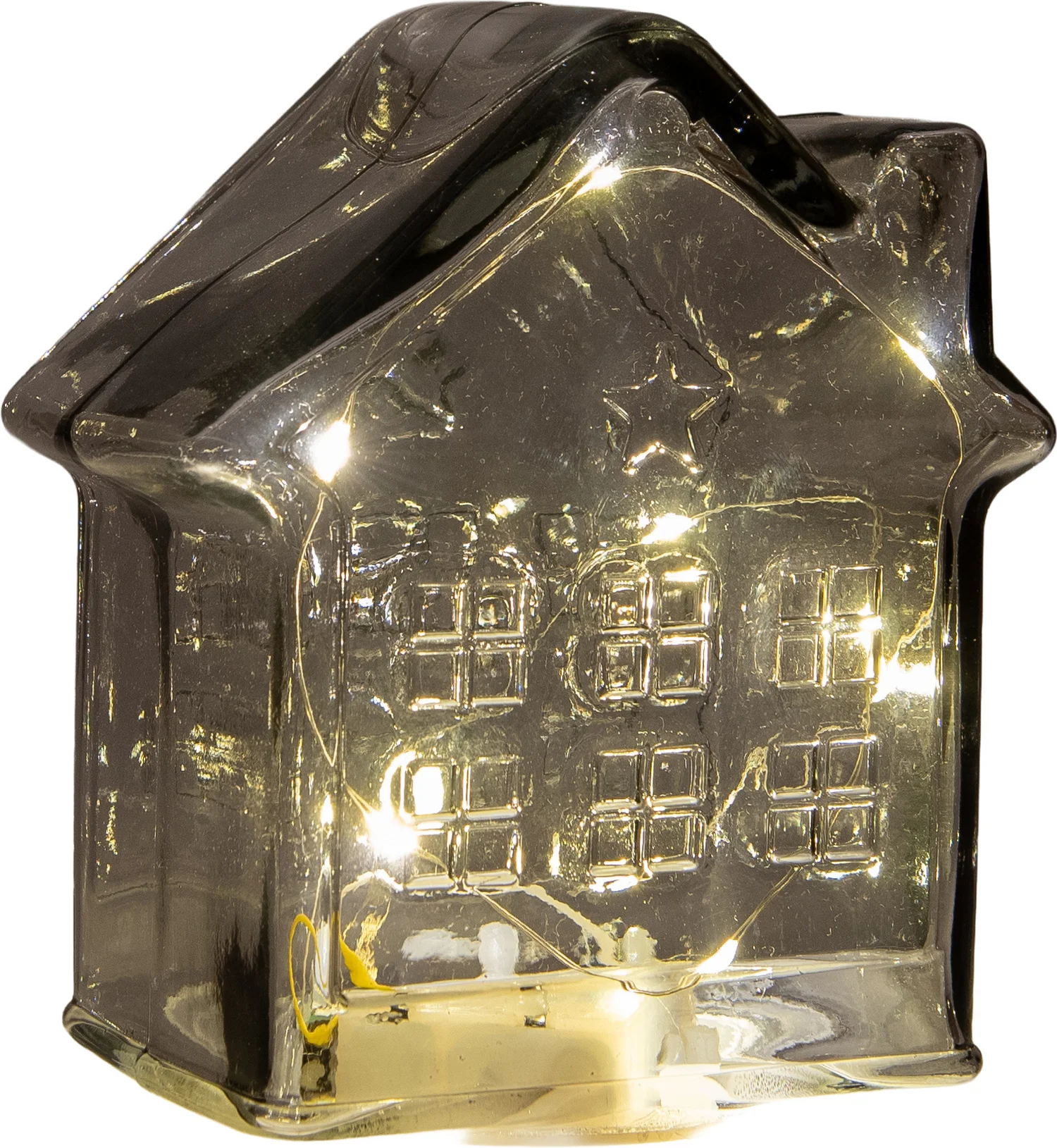 Anna's Collection kerstfiguur huisje grijs met verlichting 12 x 12 x 14 cm