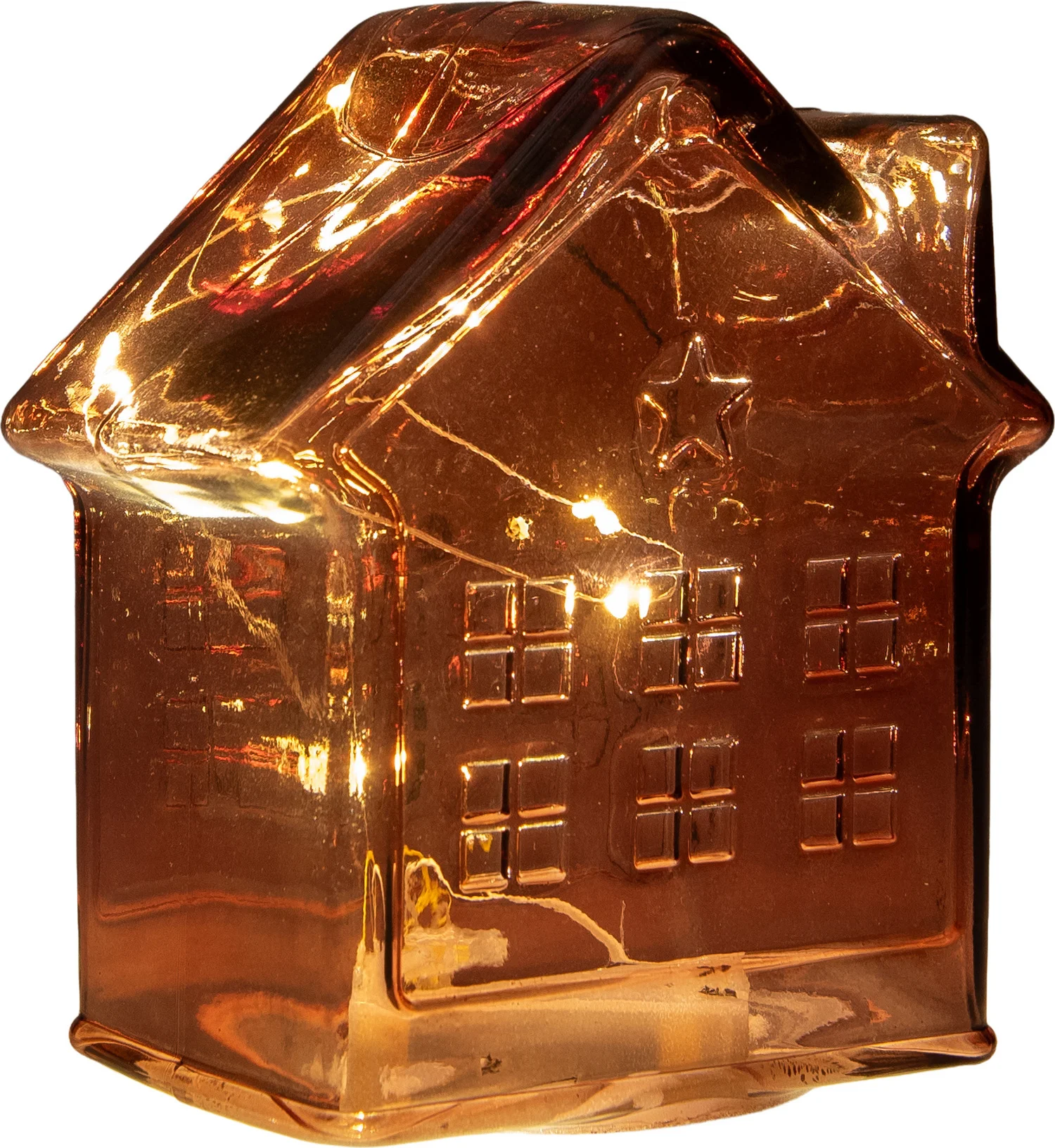 Anna's Collection kerstfiguur huisje bordeaux met verlichting 12 x 12 x 14 cm