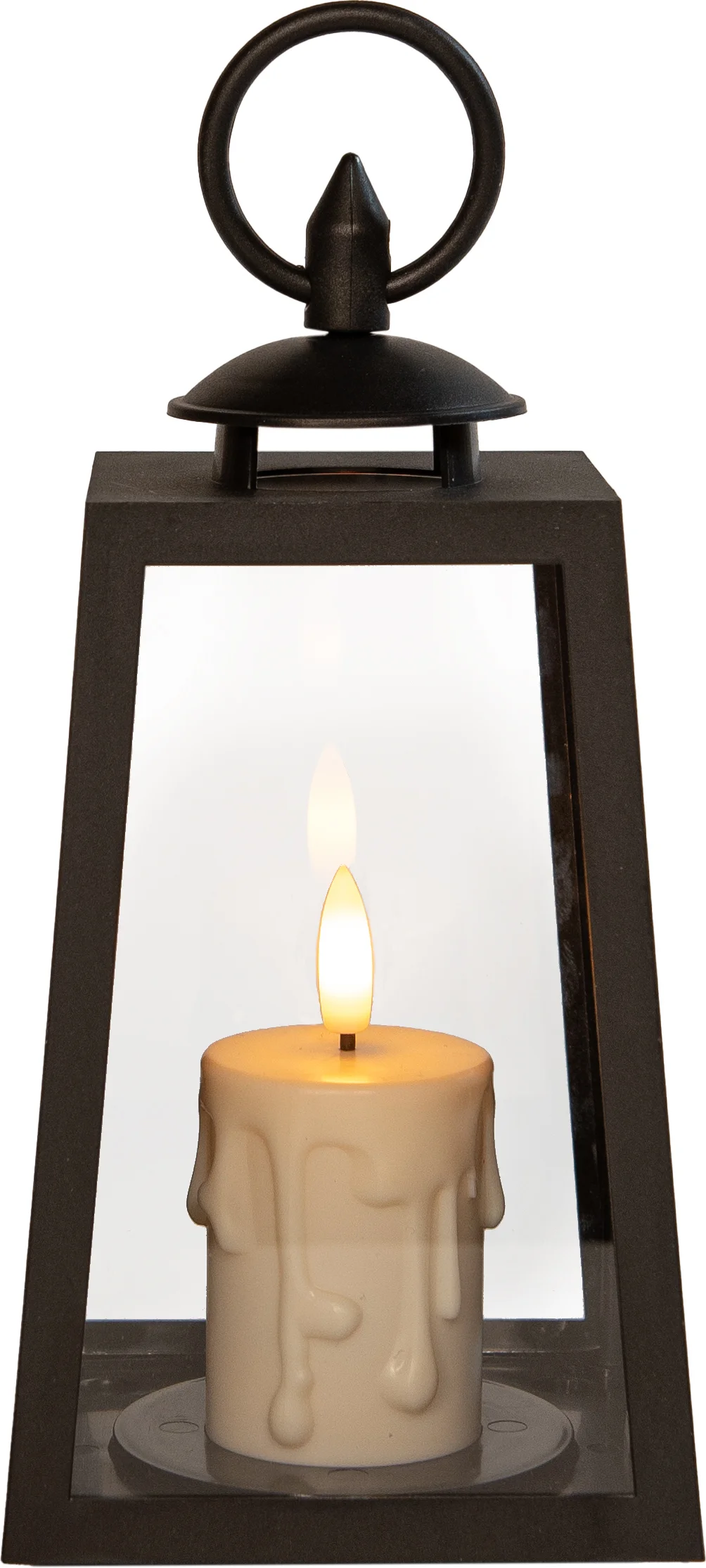 Anna's Collection LED kaars in lantaarn zwart 10 x 10 x 20,5 cm