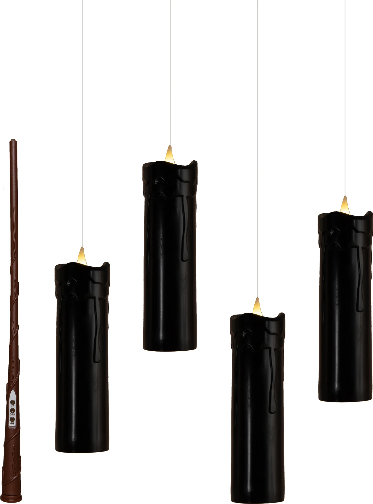 Anna's Collection LED stompkaars zwevend zwart D 5 H 18 cm 4 stuks