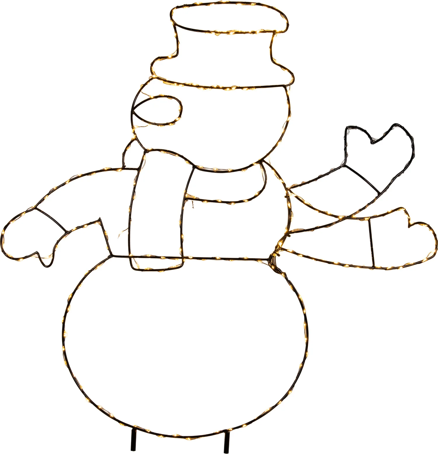 Anna's Collection kerstfiguur sneeuwman zwaaiend zwart met verlichting 62,5 x 61 x 4,5 cm