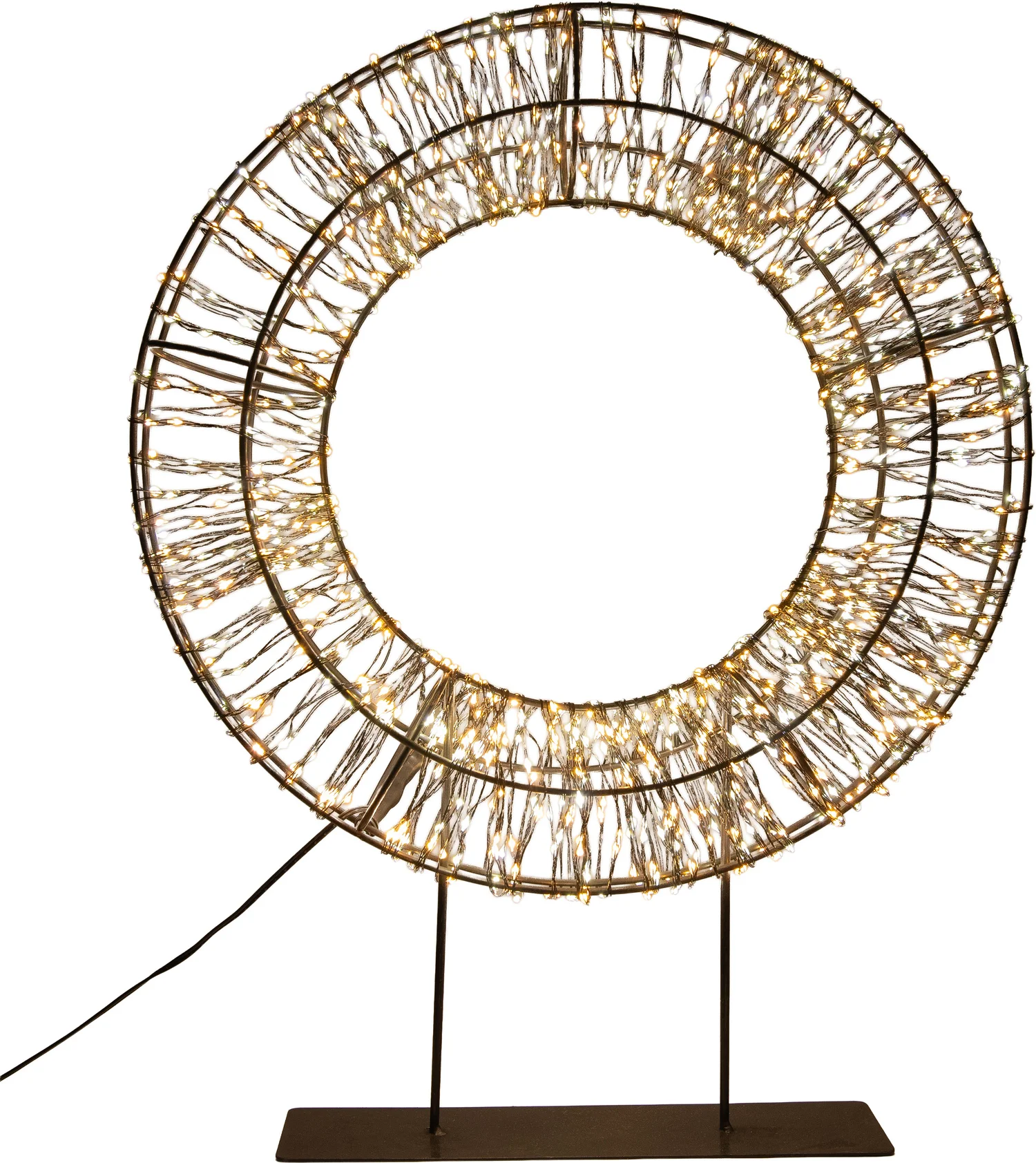 Anna's Collection kerstkrans op voet met 1200 lampjes warm wit / extra warm met knipperfunctie 36 x 9 x 47,5 cm