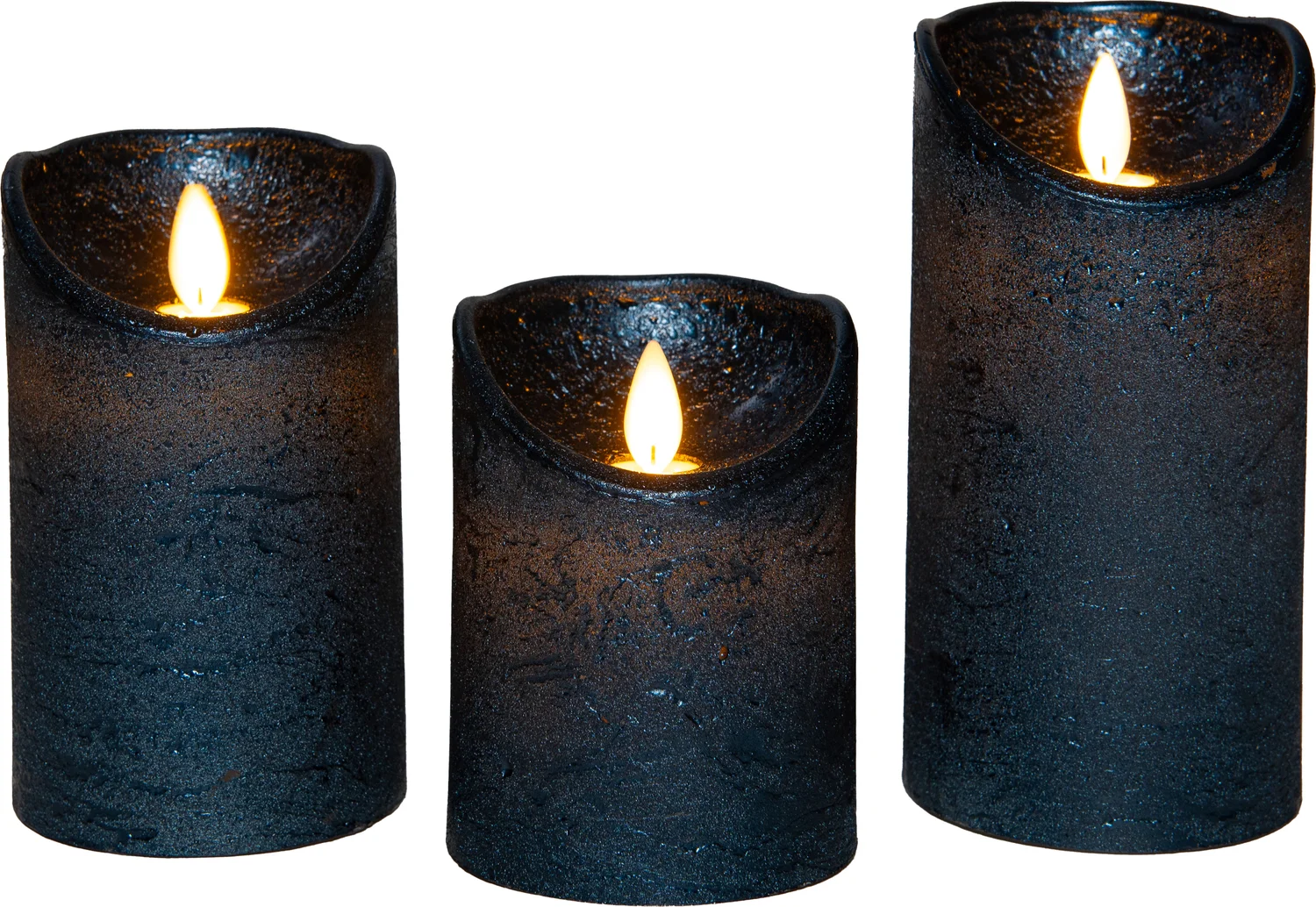 Anna's Collection LED stompkaars blauw D 7,5 H 15 cm 3 stuks