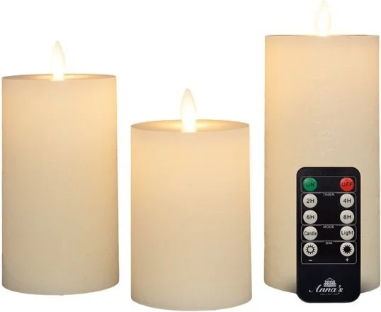 Anna's Collection LED stompkaars wit D 7,5 H 15 cm 3 stuks