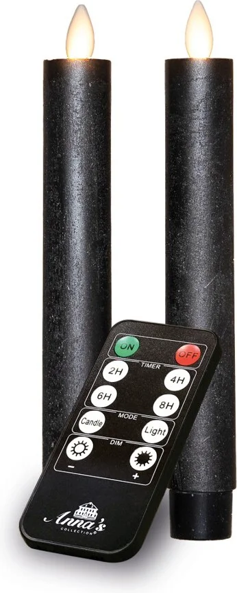 Anna's Collection LED dinerkaars Rustiek zwart D 2 H 18 cm 2 stuks