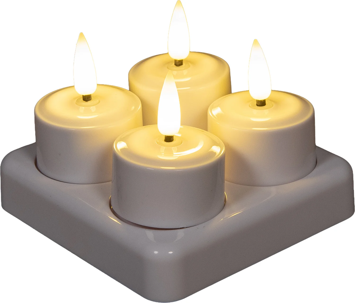 Anna's Collection LED waxinelicht inductie wit D 5 H 3 cm 4 stuks