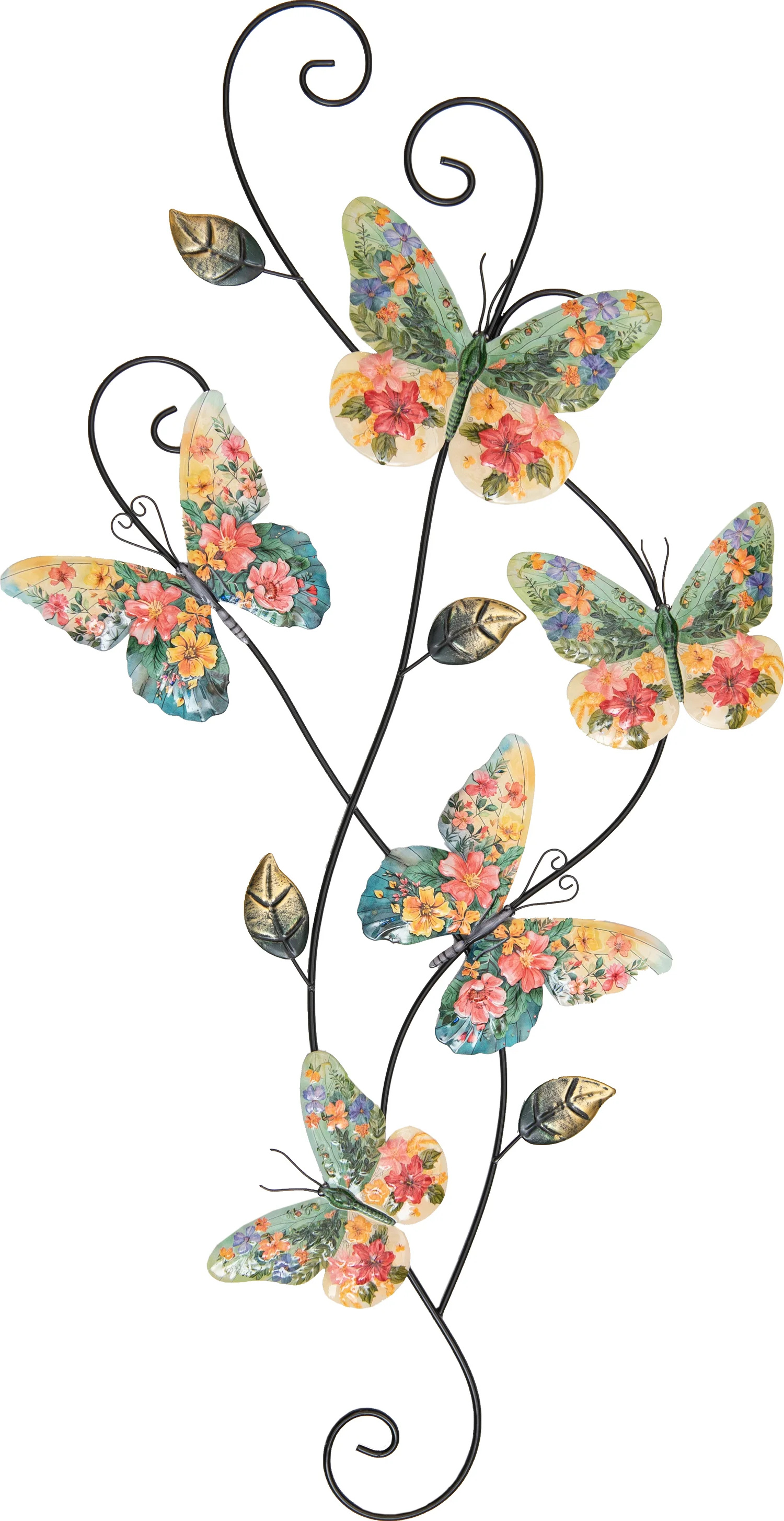 Anna's Collection tuin wanddecoratie vlinders op bloem 35 x 1,5 x 68 cm