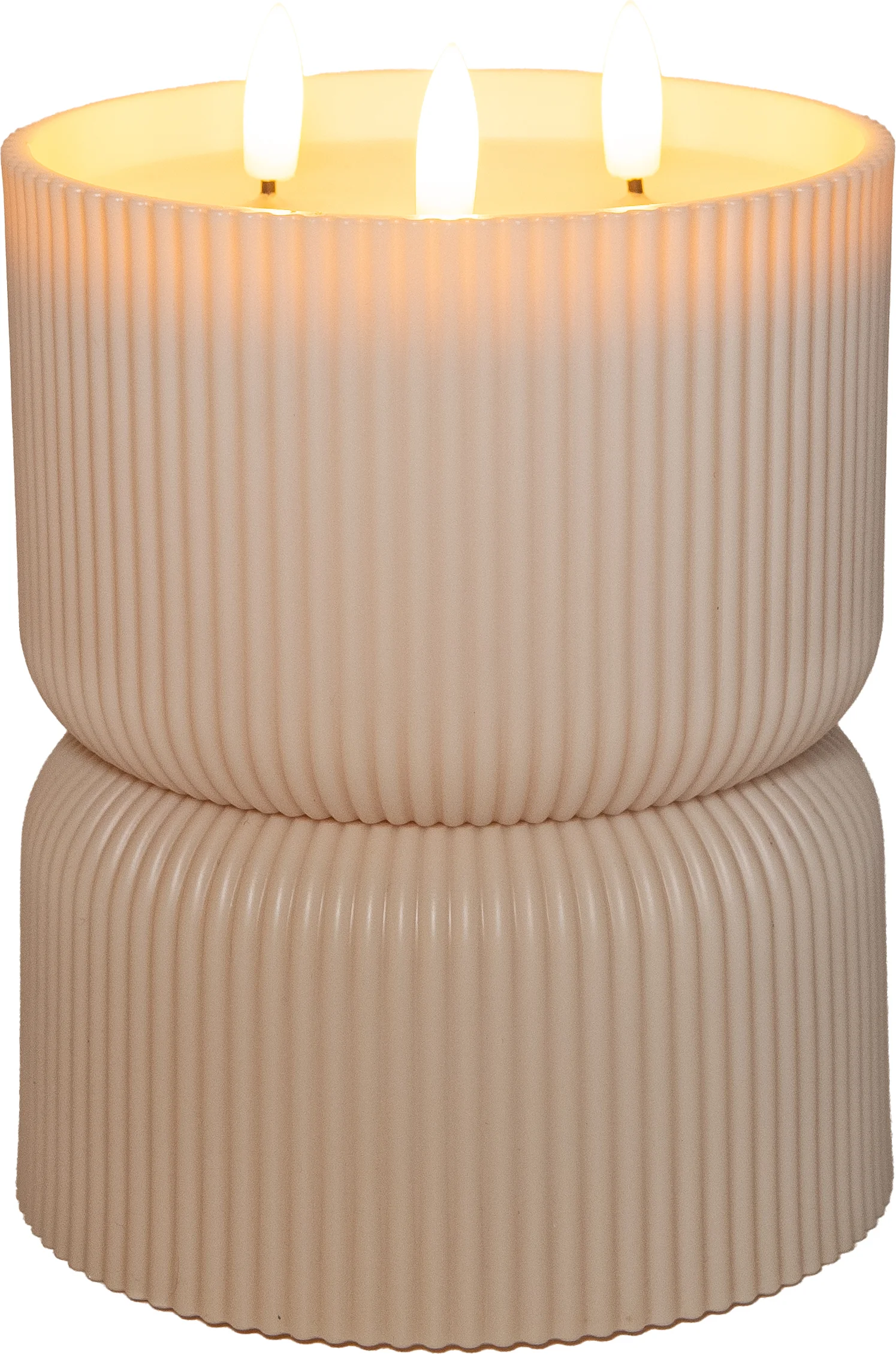 Anna's Collection LED kaars in pot beige D 13 H 17 cm