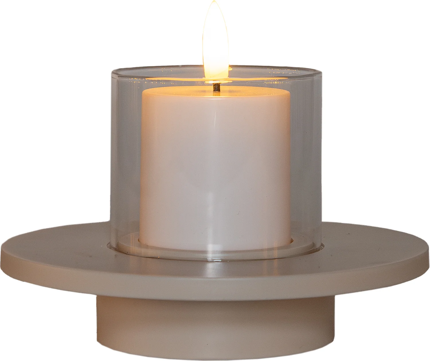 Anna's Collection LED kaars in pot beige D 8 H 14 cm