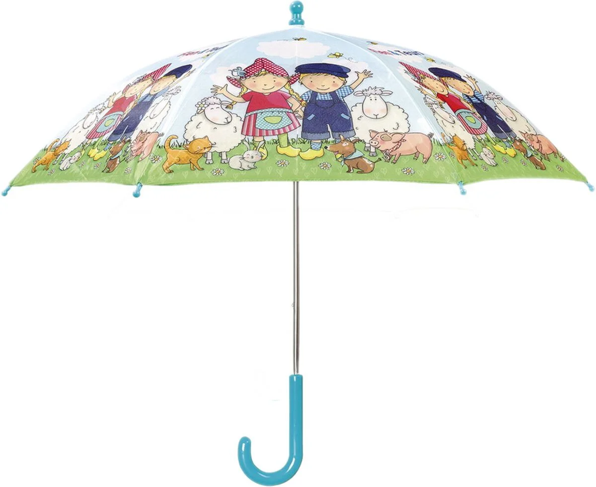 Bambolino Toys paraplu Fien & Teun blauw / groen D 66 H 58 cm