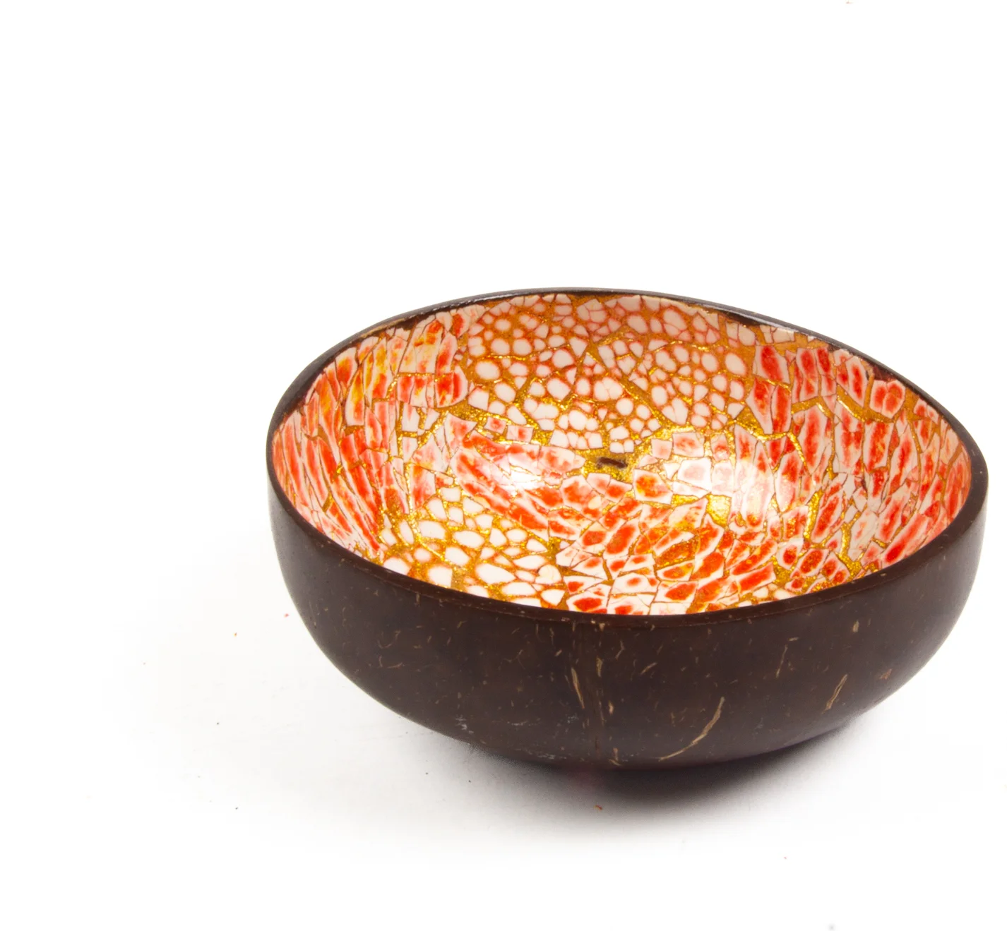 Decoratiebord kokosnoot Coco goud / oranje 13 x 7 x 13 cm
