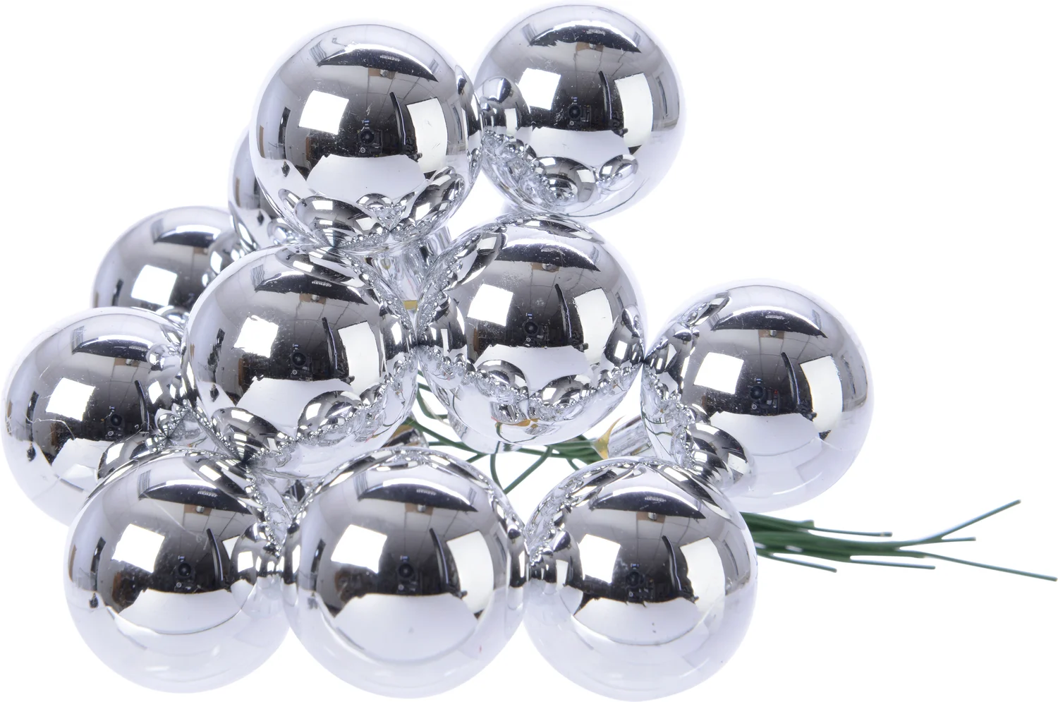 Decoris kerstballen kerststukje zilver D 2,5 cm