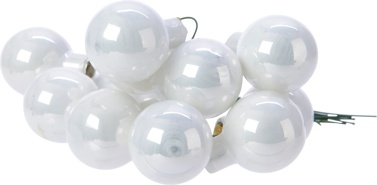Decoris kerstballen kerststukje wit D 2,5 cm