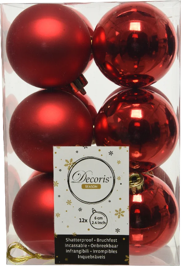Decoris kerstbal rood D 6 cm 12 stuks