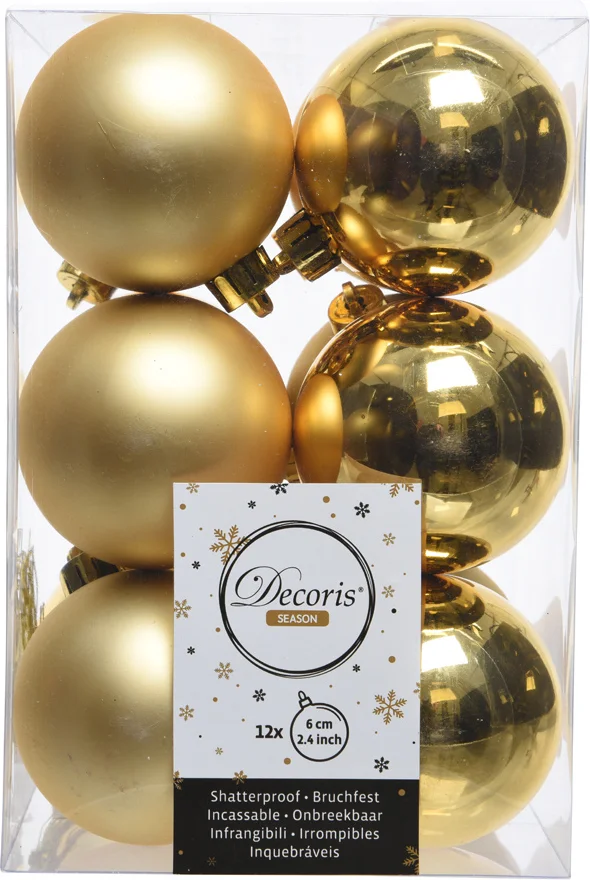 Decoris kerstbal goud D 6 cm 12 stuks