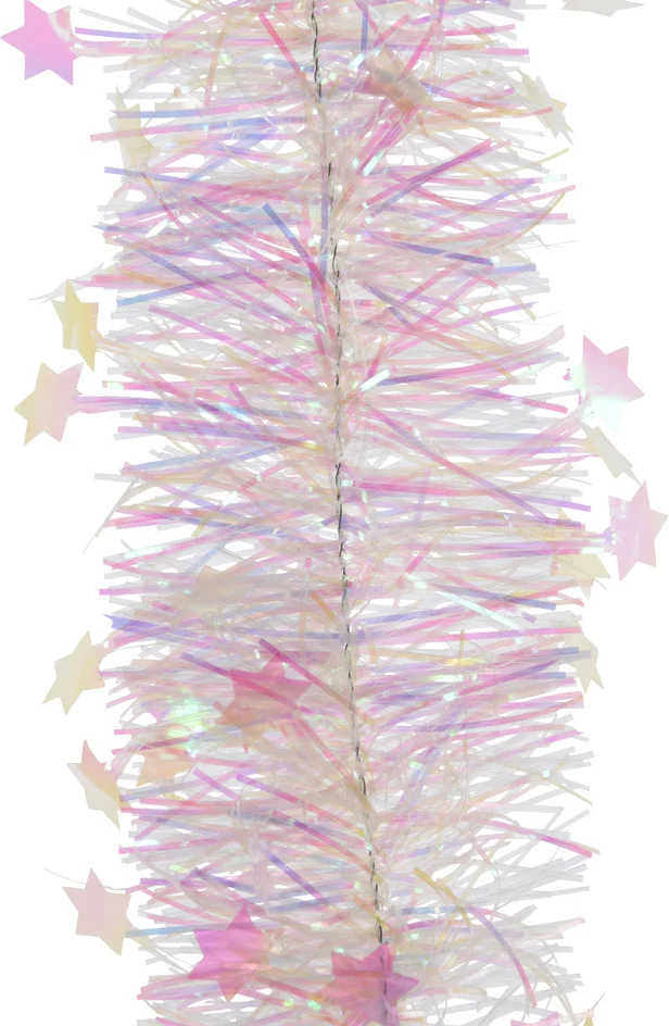 Decoris kerstslinger met sterretjes lichtroze 270 cm