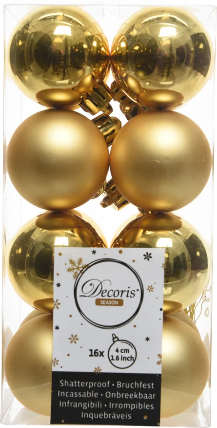 Decoris kerstbal goud D 4 cm 16 stuks