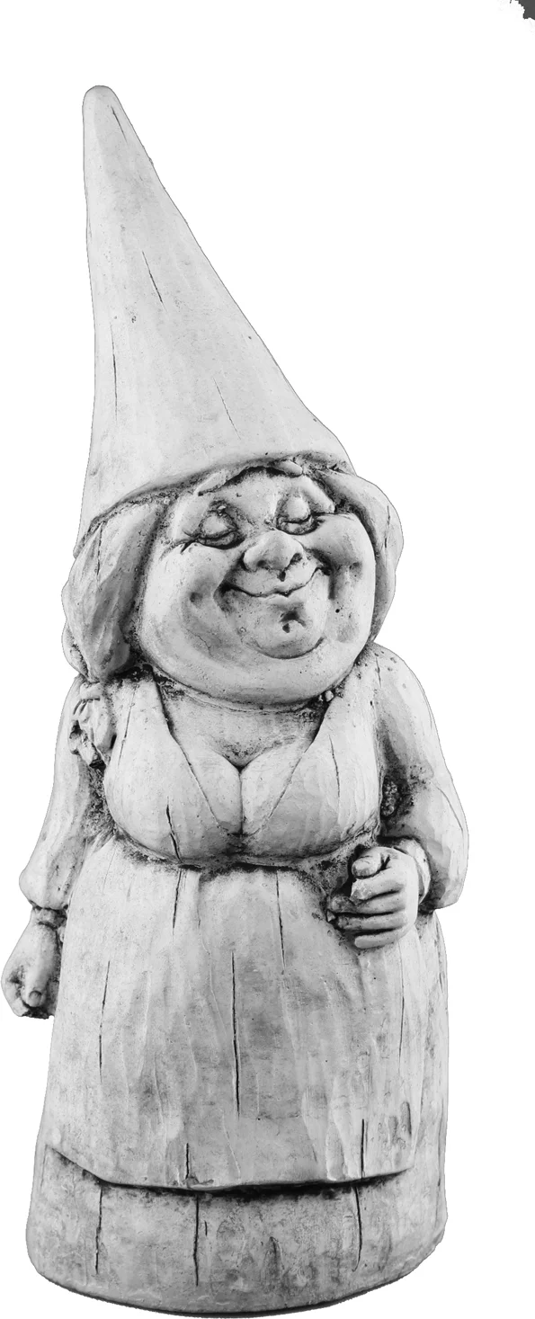 De Beeldengieterij tuinbeeld Gnom kabouter vrouw grijs 8 x 16 x 25 cm
