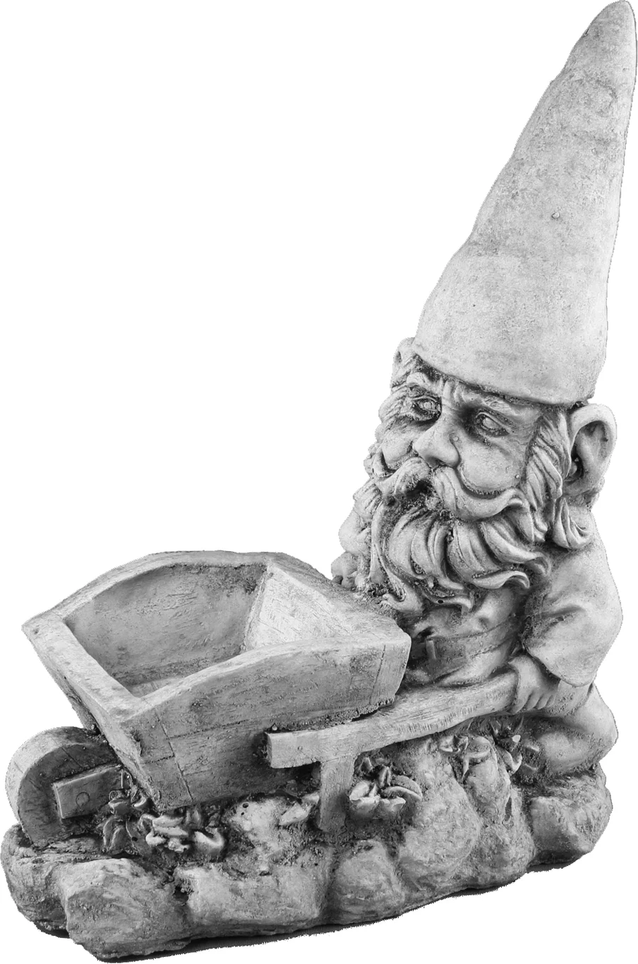 De Beeldengieterij tuinbeeld Gnom kabouter kruiwagen grijs 10 x 20 x 29 cm