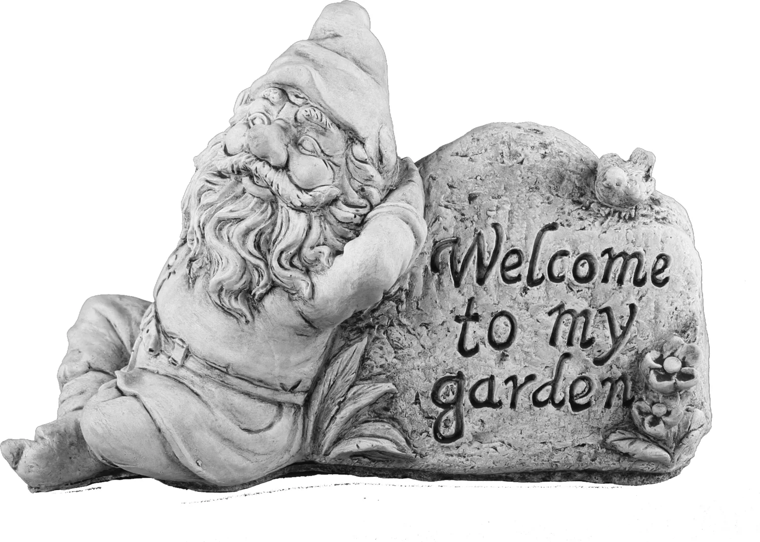 De Beeldengieterij tuinbeeld Gnoma kabouter welkom grijs 15 x 4 x 18 cm