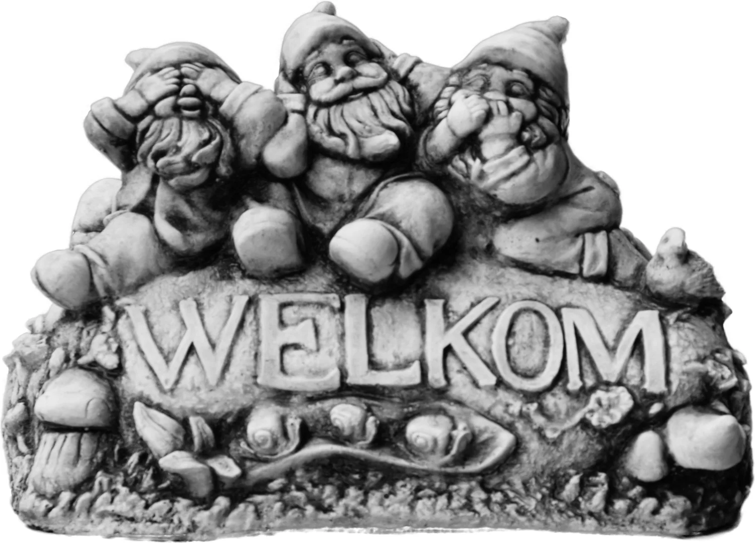 De Beeldengieterij tuinbeeld Gnoma kabouter welkom grijs 40 x 12 x 23 cm