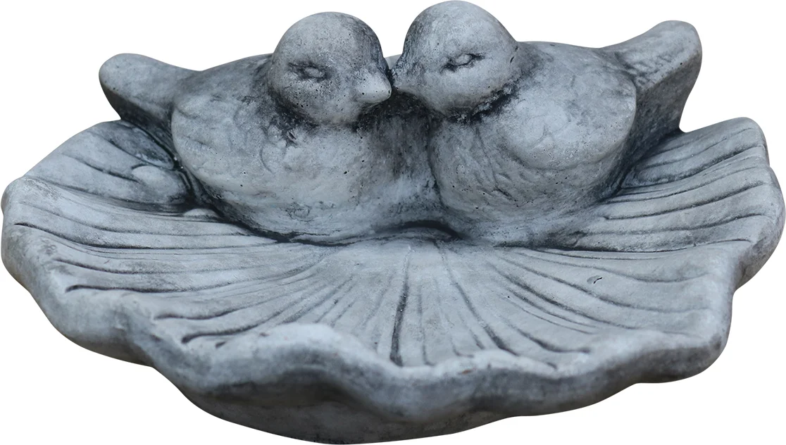 De Beeldengieterij vogelbad Fana vogels grijs 18 x 17 x 8 cm