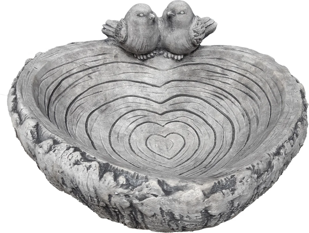 De Beeldengieterij vogelbad hart grijs 40 x 38 x 22 cm