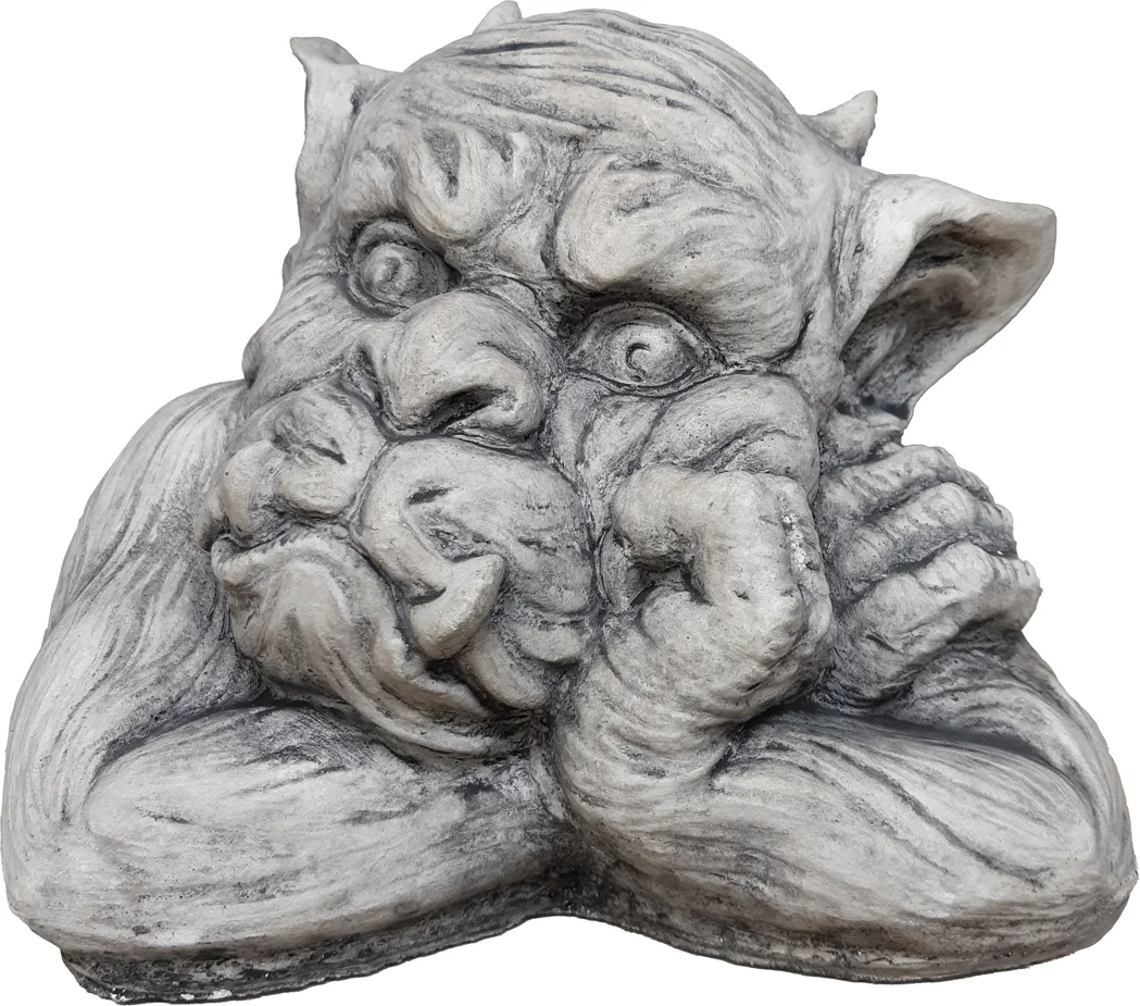 De Beeldengieterij tuinbeeld gargoyle rechts grijs 23 x 24 x 19 cm