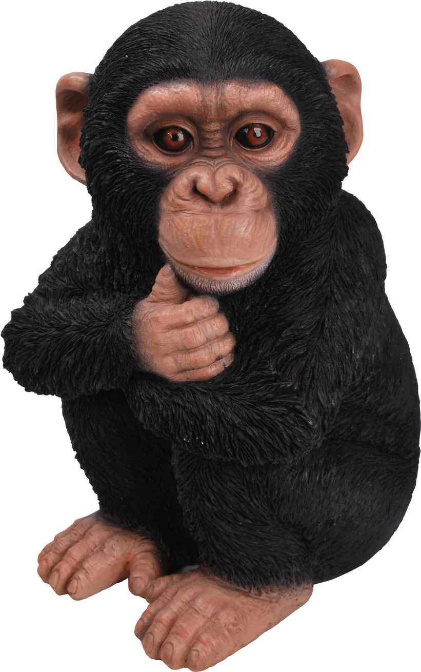 De Beeldengieterij tuinbeeld Taba chimpansee zwart 13 x 14 x 21 cm