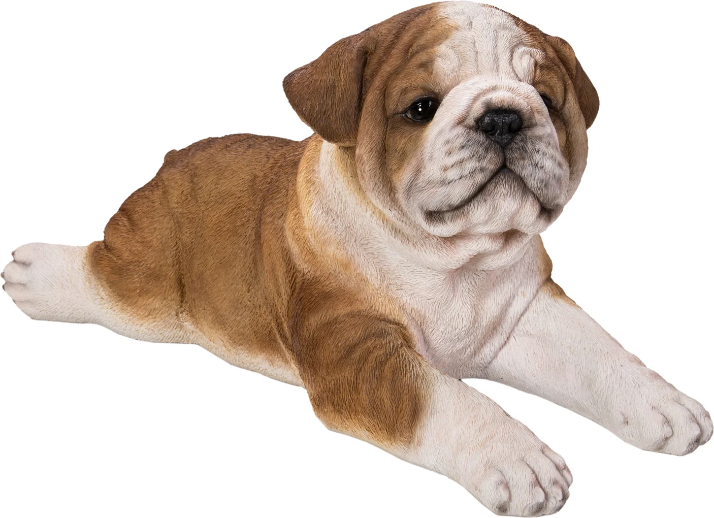 De Beeldengieterij tuinbeeld Barto bulldog wit / bruin 23 x 21 x 49 cm