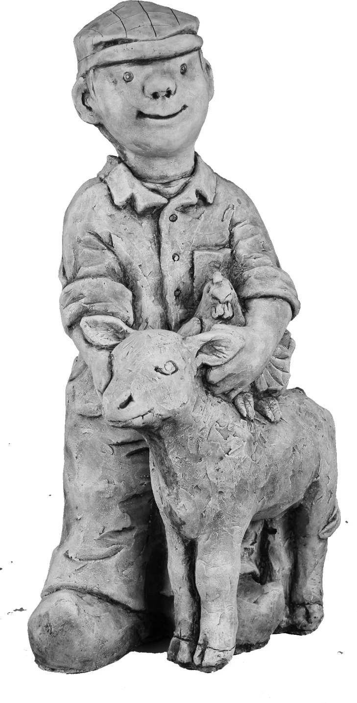 De Beeldengieterij tuinbeeld Tonnie boer grijs 16 x 16 x 43 cm