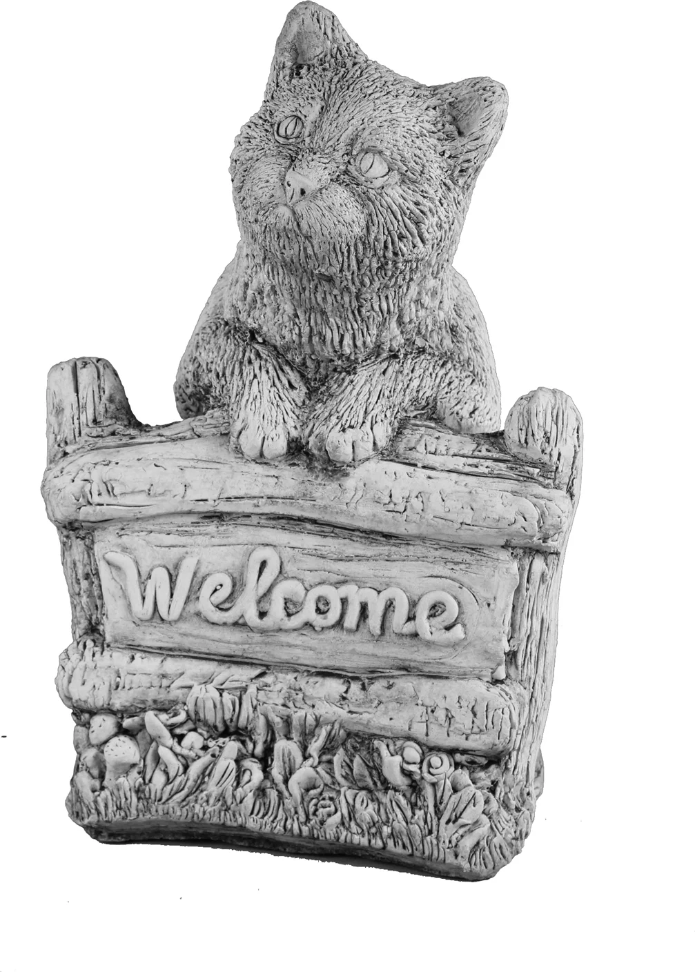 De Beeldengieterij tuinbeeld poes welcome grijs 18 x 18 x 36 cm