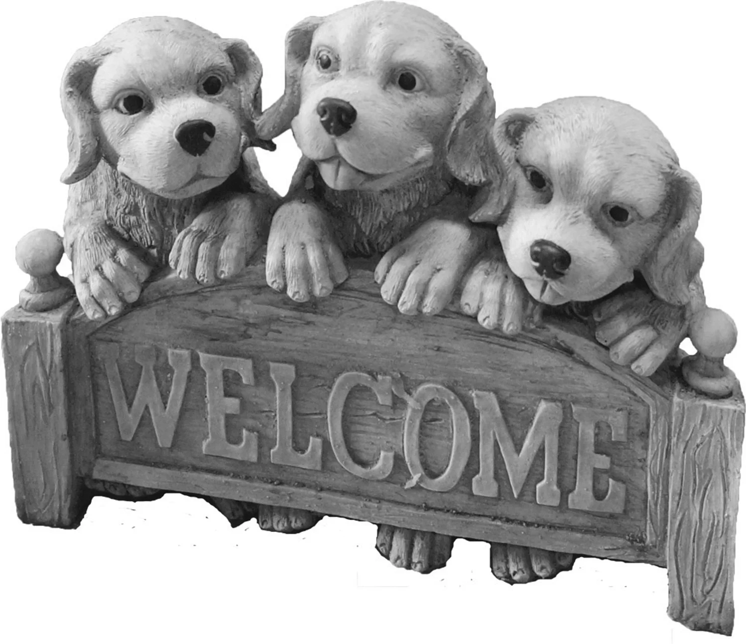 De Beeldengieterij tuinbeeld honden welcome grijs 12 x 40 x 23 cm