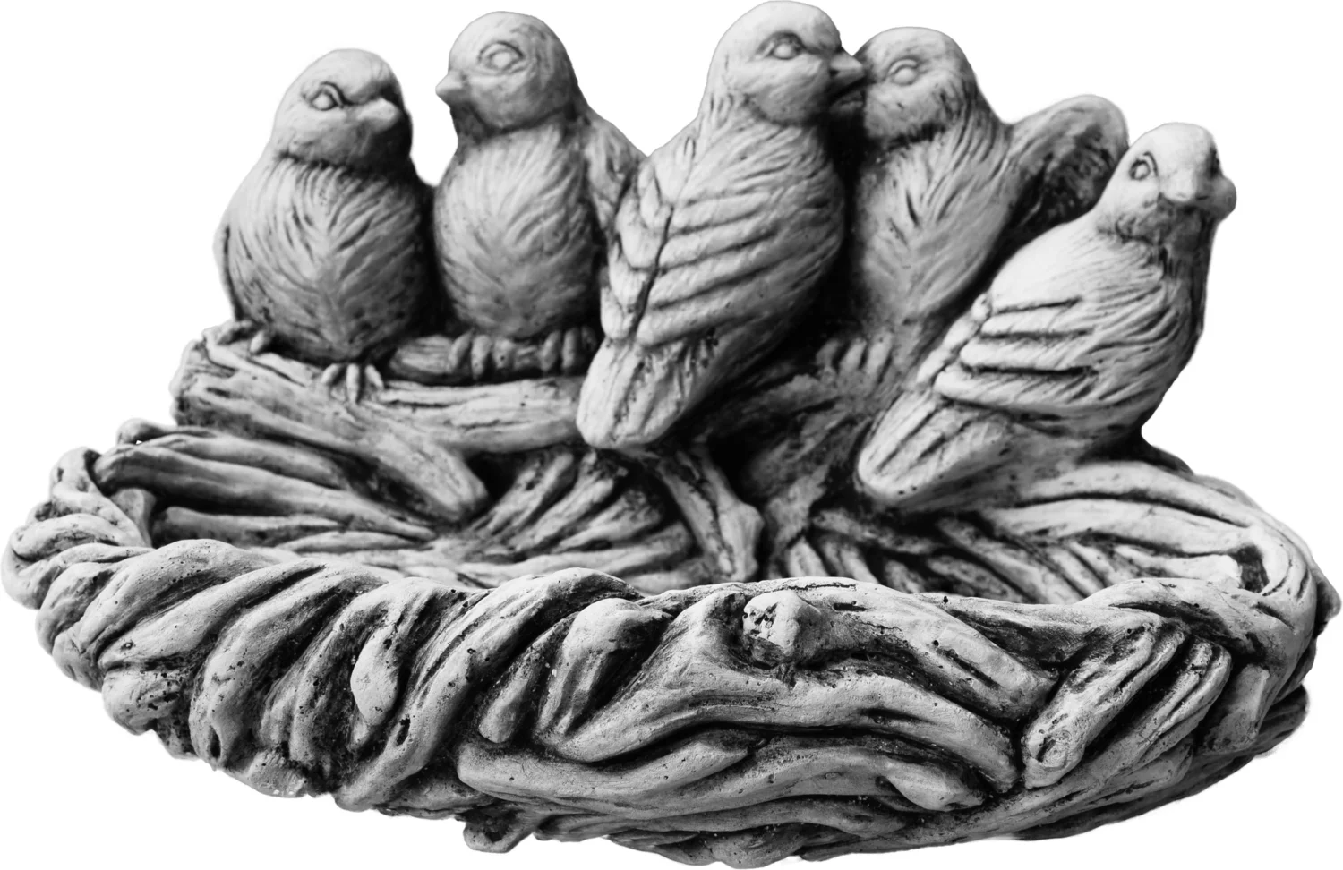 De Beeldengieterij drinkschaal Raima vogels grijs 12 x 20 x 15 cm
