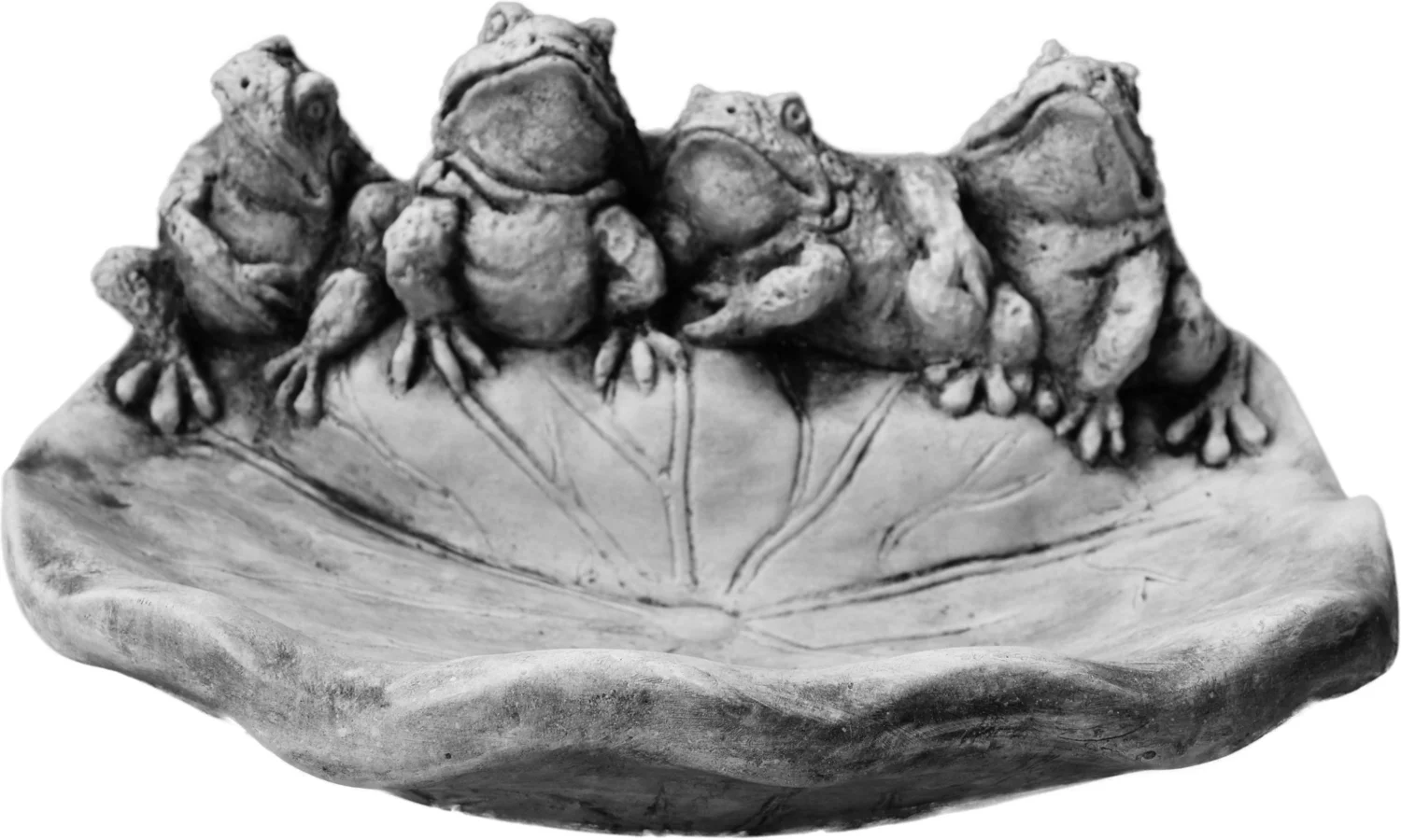 De Beeldengieterij vogelbad Raima kikkers grijs 12 x 18 x 12 cm