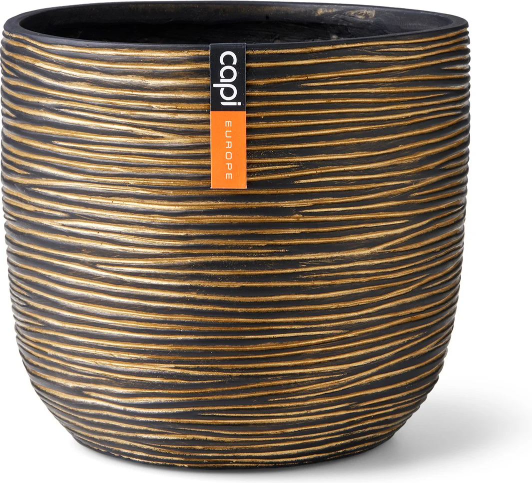 Capi Europe bloempot Nature-Rib goud / zwart D 17 H 15 cm