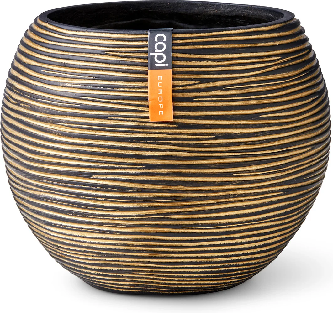 Capi Europe bloempot Nature-Rib goud / zwart D 18 H 15 cm