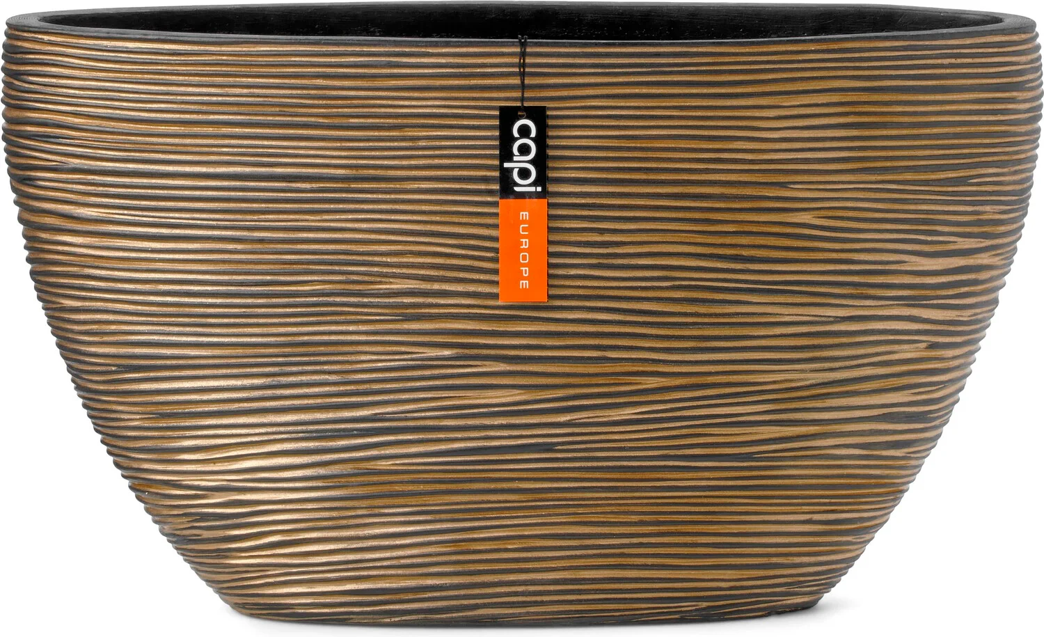 Capi Europe bloempot Nature-Rib goud / zwart 59 x 14 x 34 cm