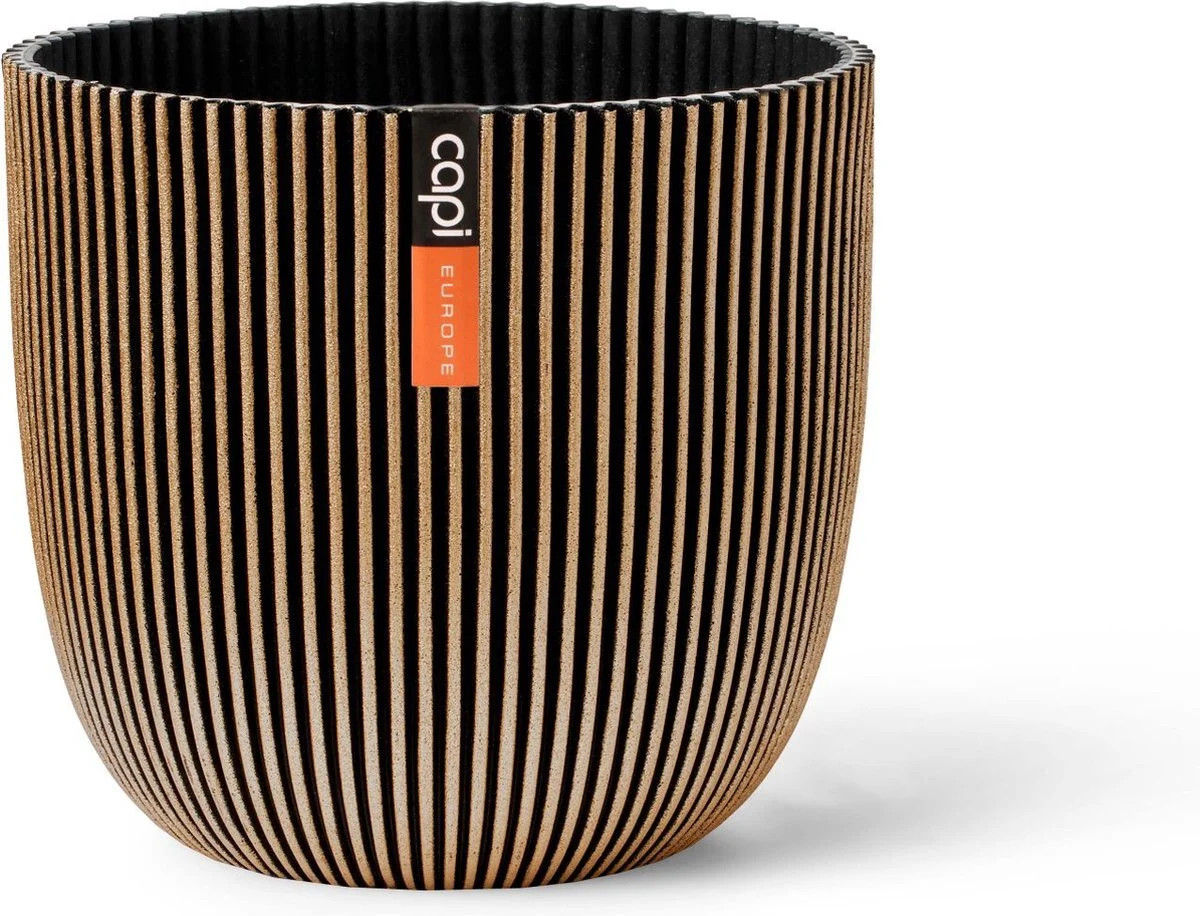 Capi Europe bloempot Groove goud / zwart D 16,5 H 15 cm