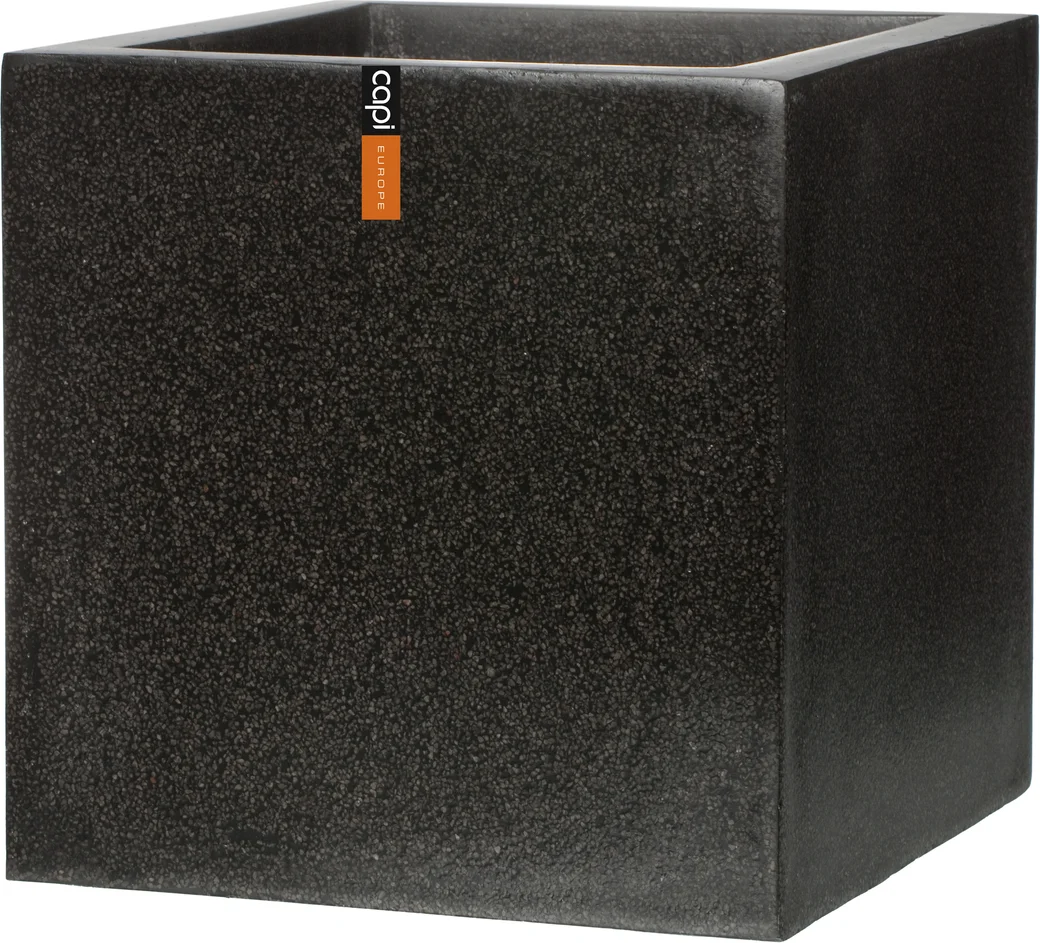 Capi Europe plantenbak Lux Terrazzo zwart 40 x 40 x 40 cm