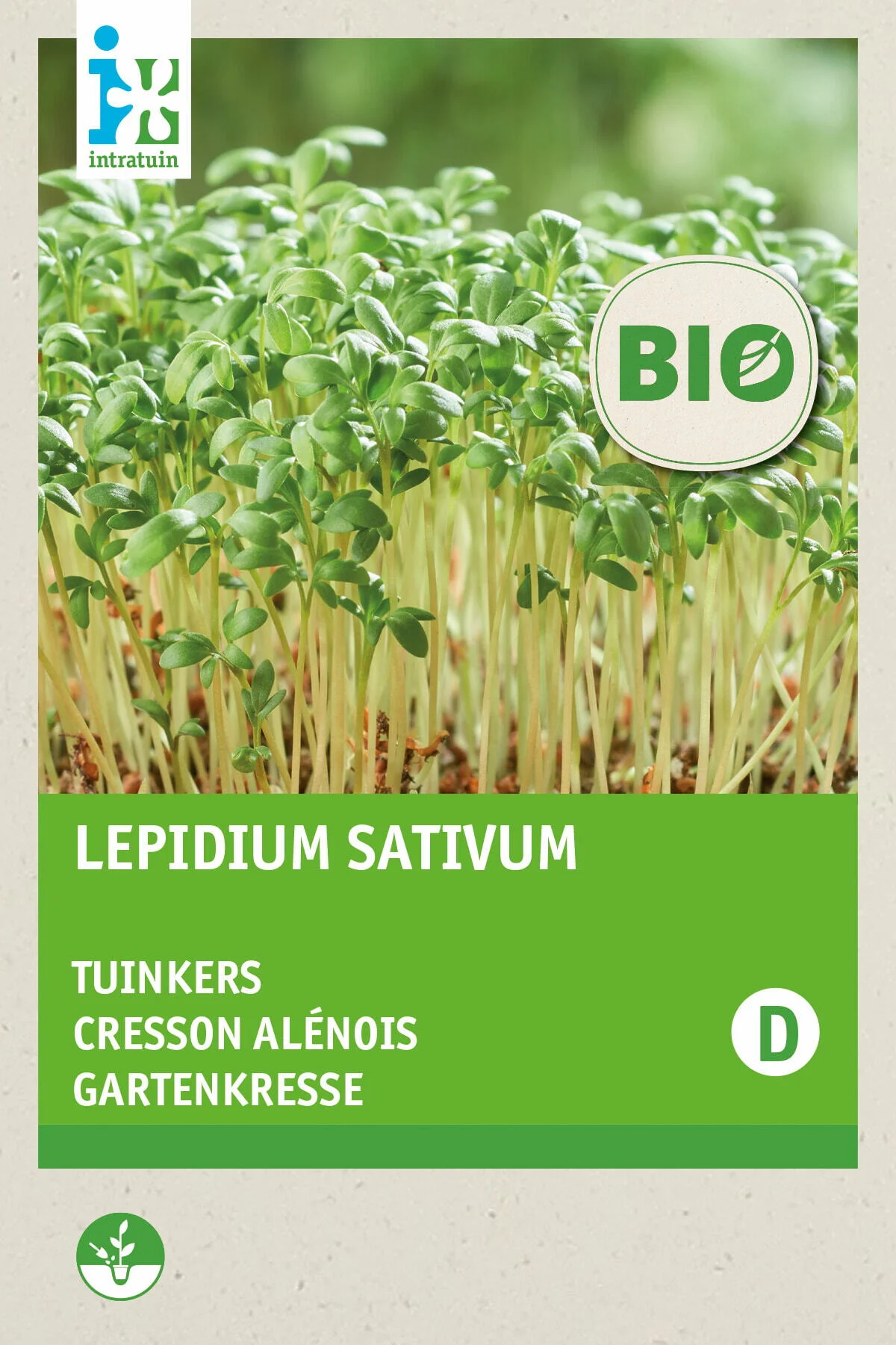 Biologische Intratuin kiemgroentezaad Gewone Tuinkers (Lepidium sativum)