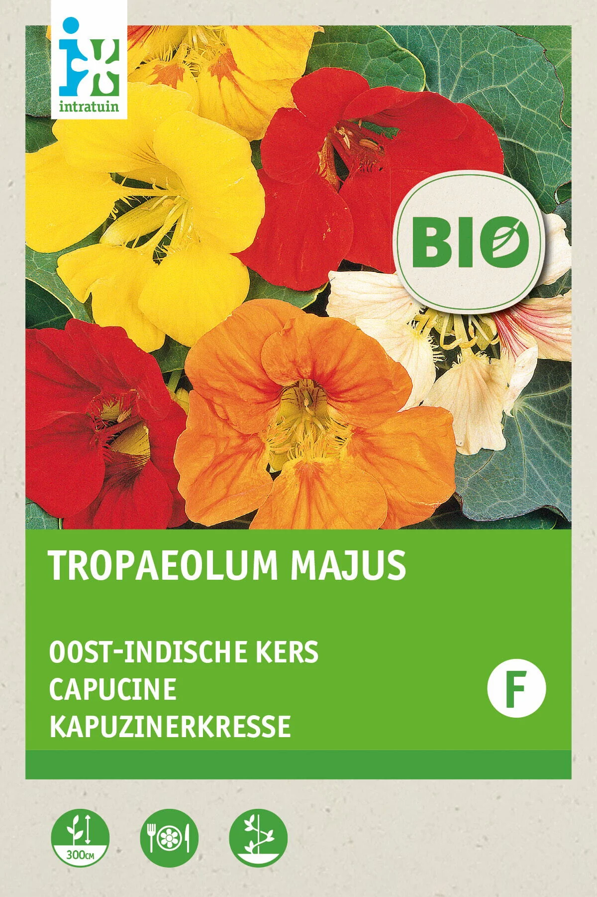 Biologische Intratuin bloemenzaad Oost-Indische kers gemengd (Trapaeolum majus)