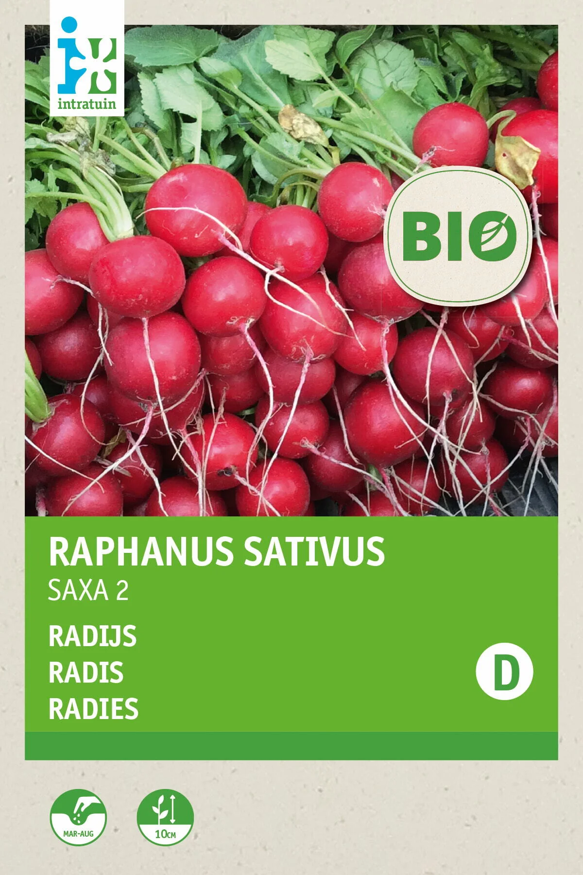 Biologische Intratuin groentezaad Radijs (Raphanus sativus 'Saxa')