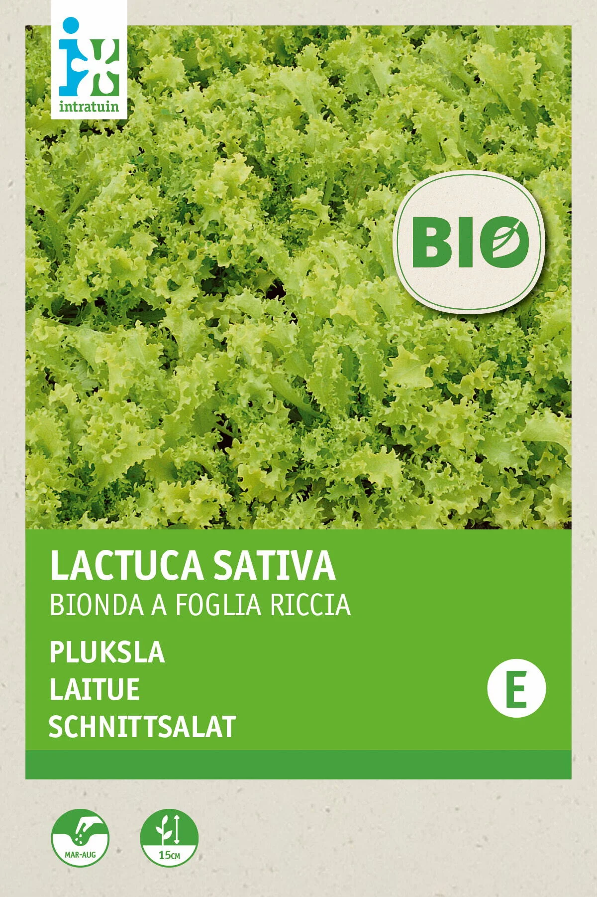 Biologische Intratuin groentezaad pluksla (Lactuca sativa 'Bionda a Foglia Riccia')