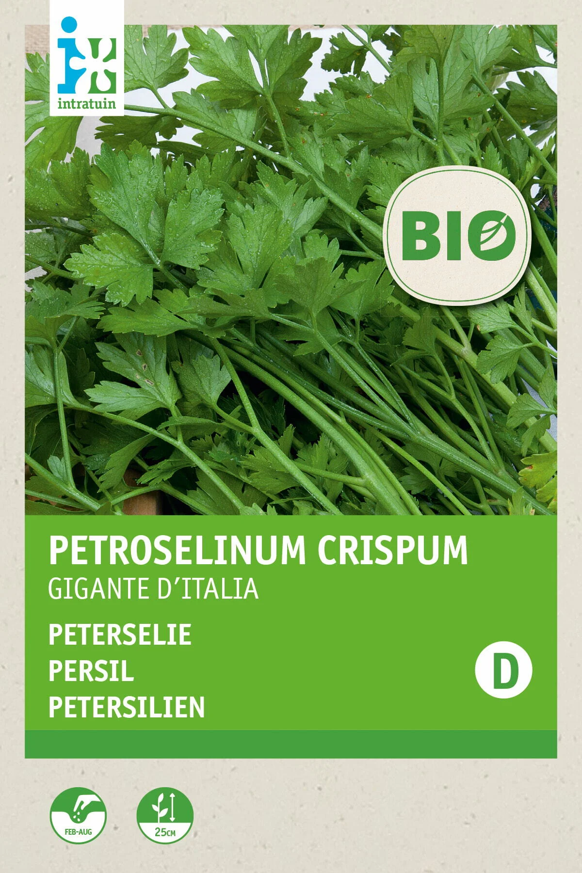 Biologische Intratuin kruidenzaad Peterselie (Petroselinum crispum 'Gigante d'Italia')