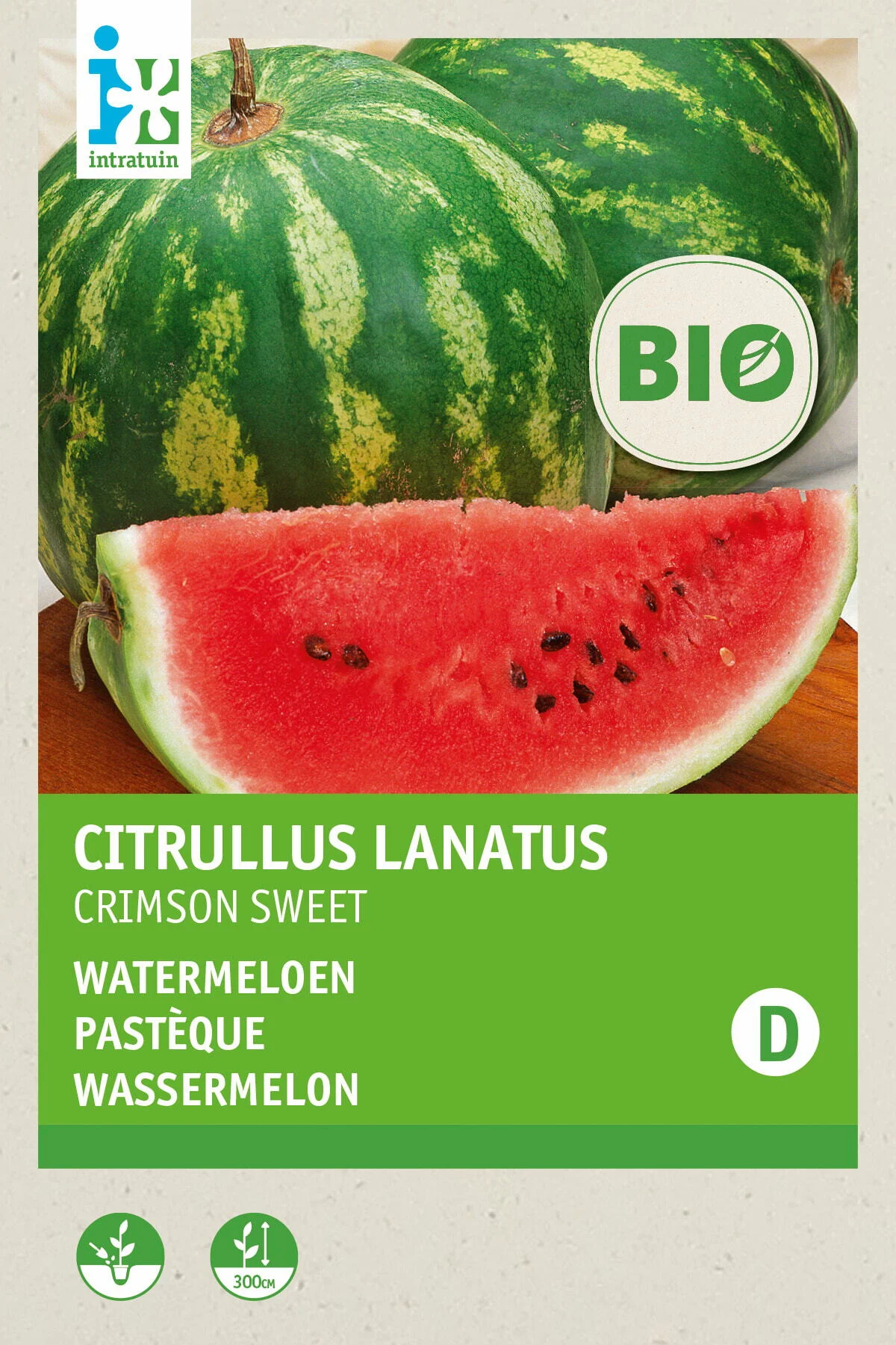 Biologische Intratuin fruitzaad Watermeloen (Citrullus lanatus 'Crimson Sweet')