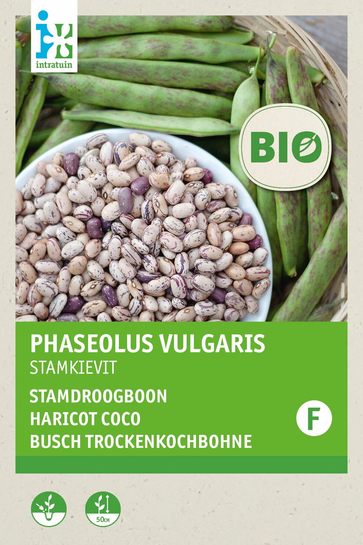 Biologische Intratuin groentezaad Stamdroogboon laag (Phaseolus vulgaris 'Kievit Laag')