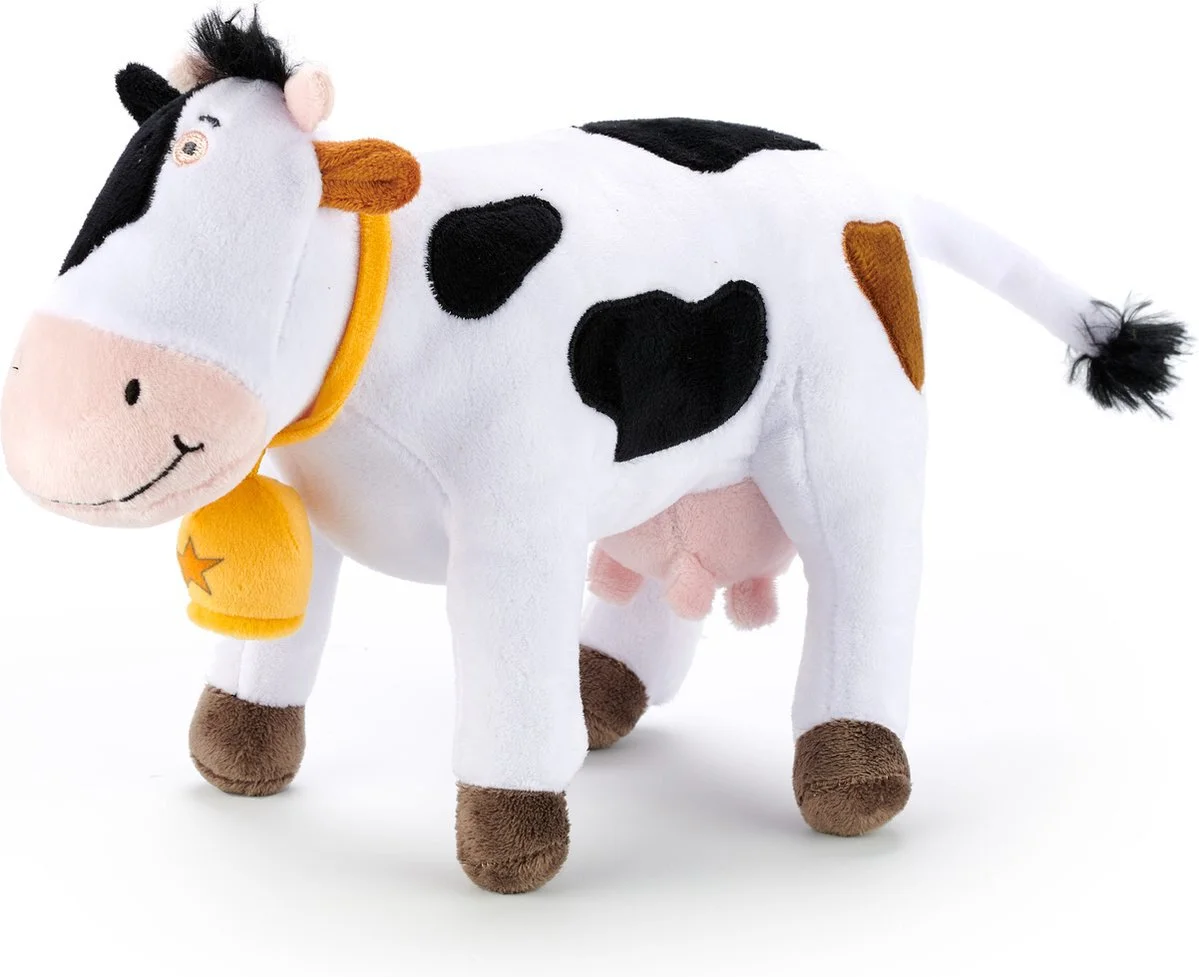 Bambolino Toys knuffel Fien & Teun rosa de koe wit / zwart 19 x 16 x 27 cm